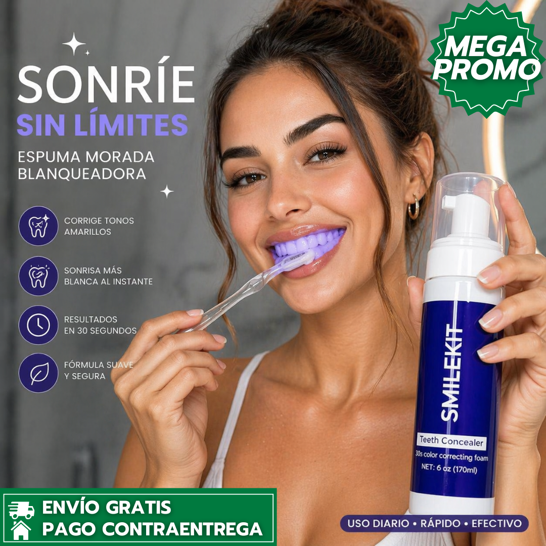 SmileKit: Espuma Dental Blanqueadora que Neutraliza Tonos Amarillos, y Realza el Blanco Natural de tu Sonrisa desde el Primer Uso