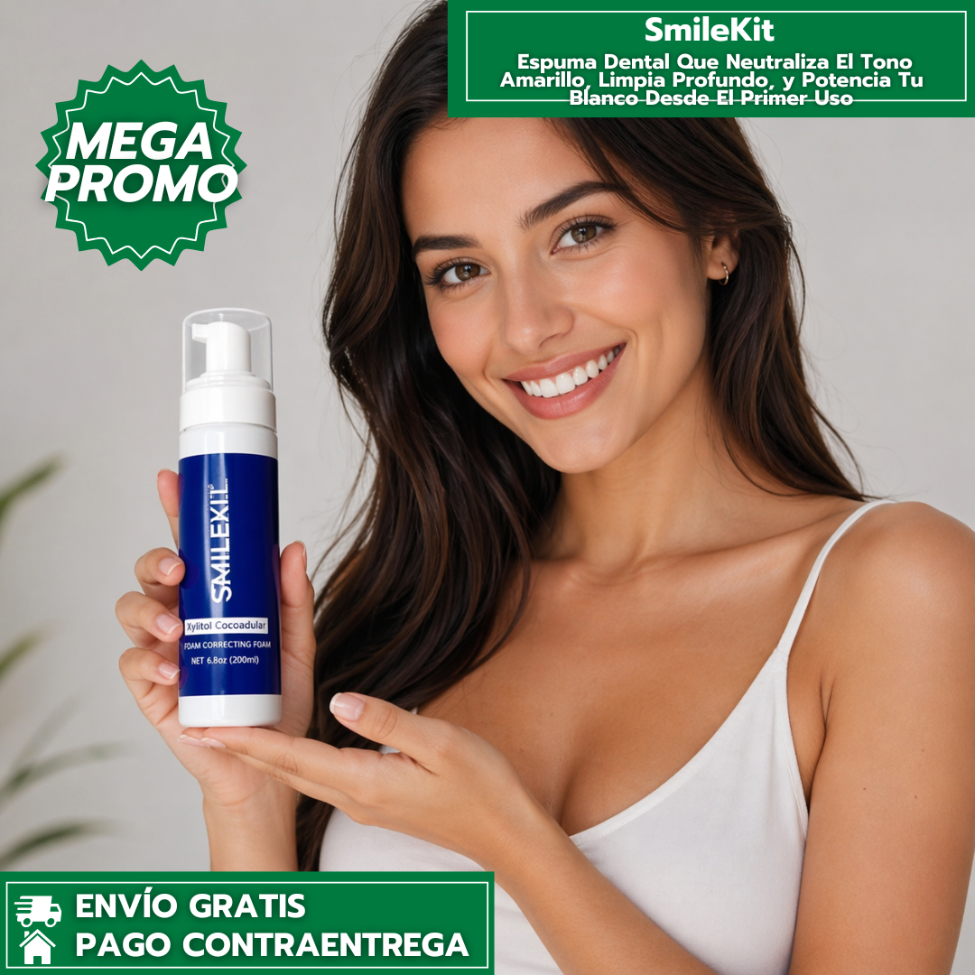 SmileKit: Espuma Dental Blanqueadora que Neutraliza Tonos Amarillos, y Realza el Blanco Natural de tu Sonrisa desde el Primer Uso